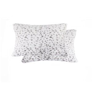 Luxe Home Decor Belton Faux Fur Pillow | 2-Piece | Snow leopard | 12"x20"